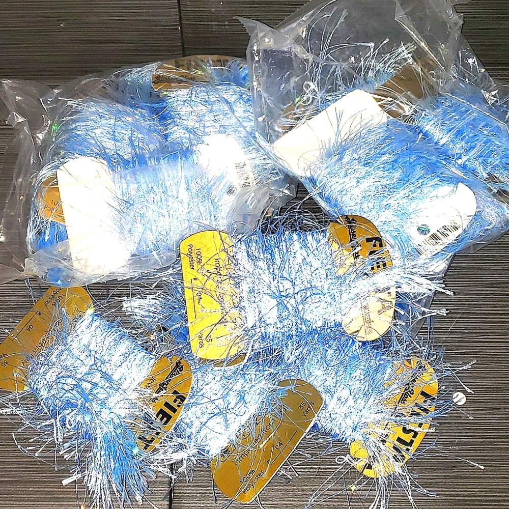 Fiesta Glissen Gloss 15 Skeins of #4 Color Blue Craft Jewelry Fringe Yarn